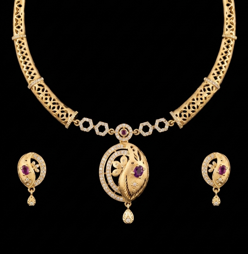 Amethyst-Toned Contemporary Floral Medallion Set