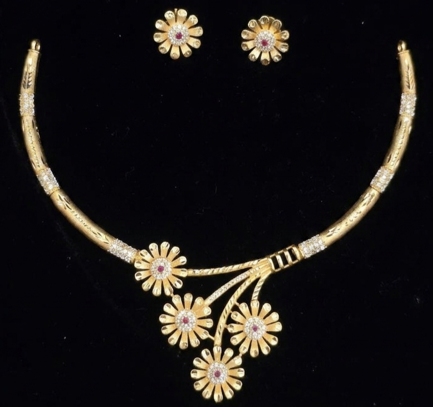 Golden Sunflower Bouquet Necklace Set