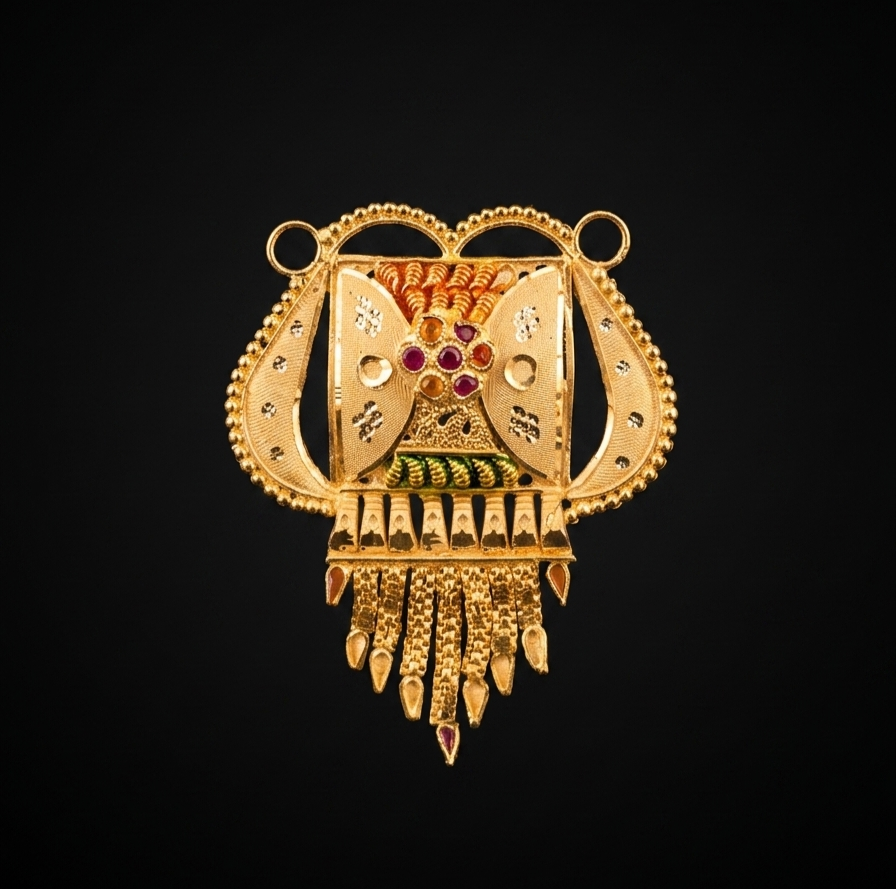Traditional Floral Filigree Mangalsutra Pendant