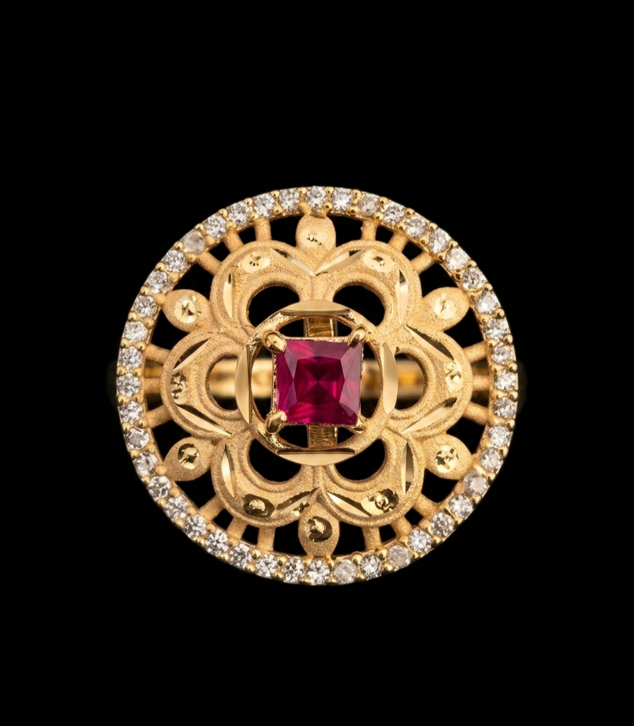 Royal Medallion Ruby Statement Ring