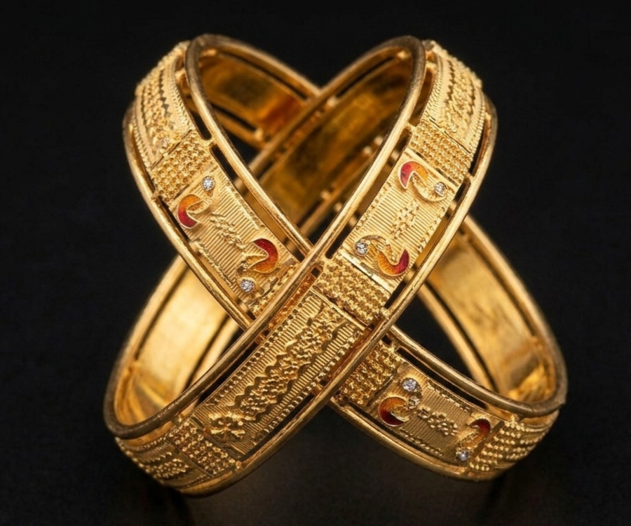 Traditional Meenakari Textured Kangan Pair