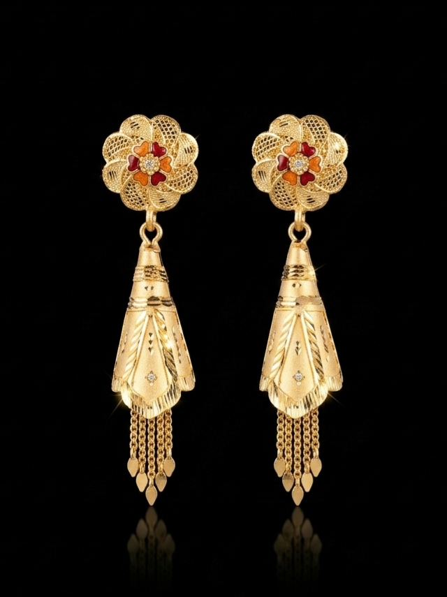 Royal Floral Filigree Tassel Earrings