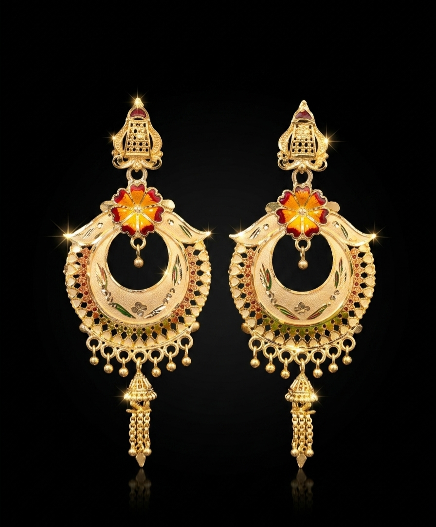 Royal Meenakari Chandbali Tassel Earrings
