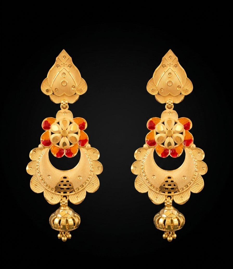 Royal Meenakari Floral Chandbali Earrings