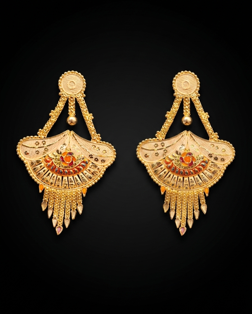 Royal Meenakari Fan Tassel Earrings