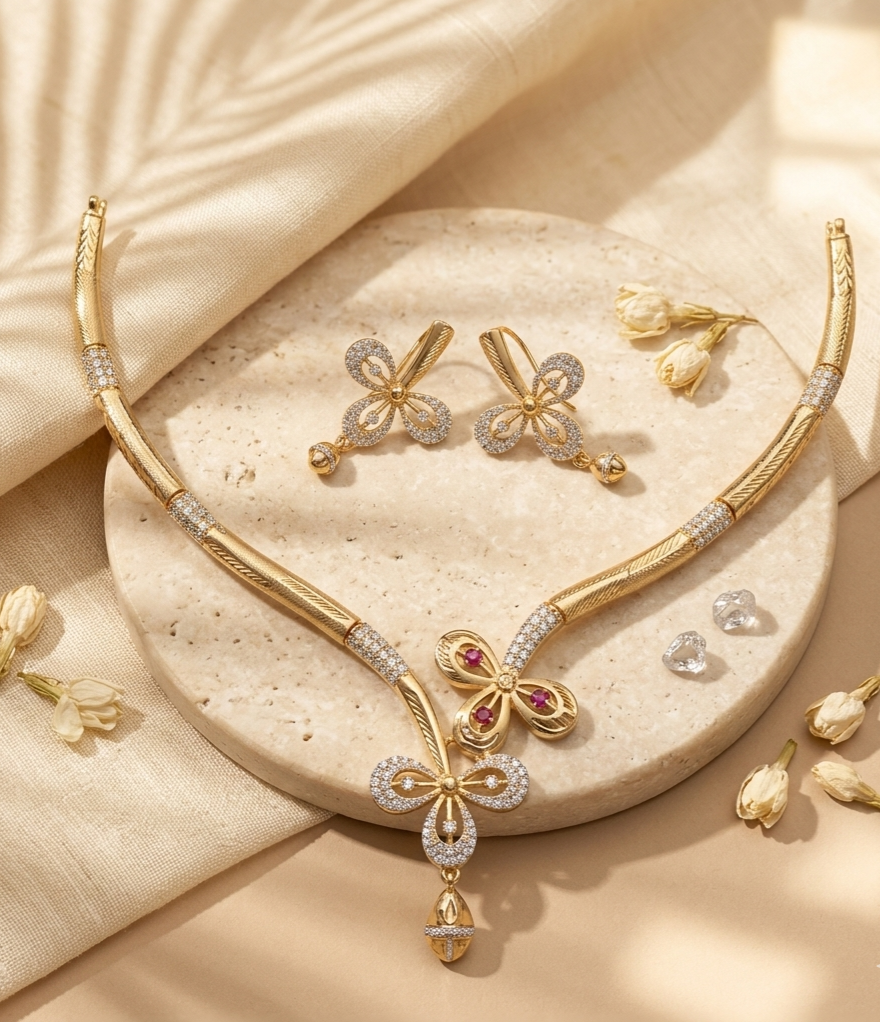 Contemporary Floral Butterfly Asymmetric Set view 3