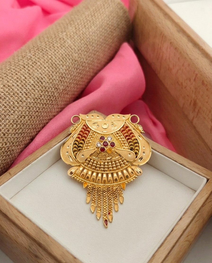 Traditional Meenakari Multi-Stone Mangalsutra Pendant view 2