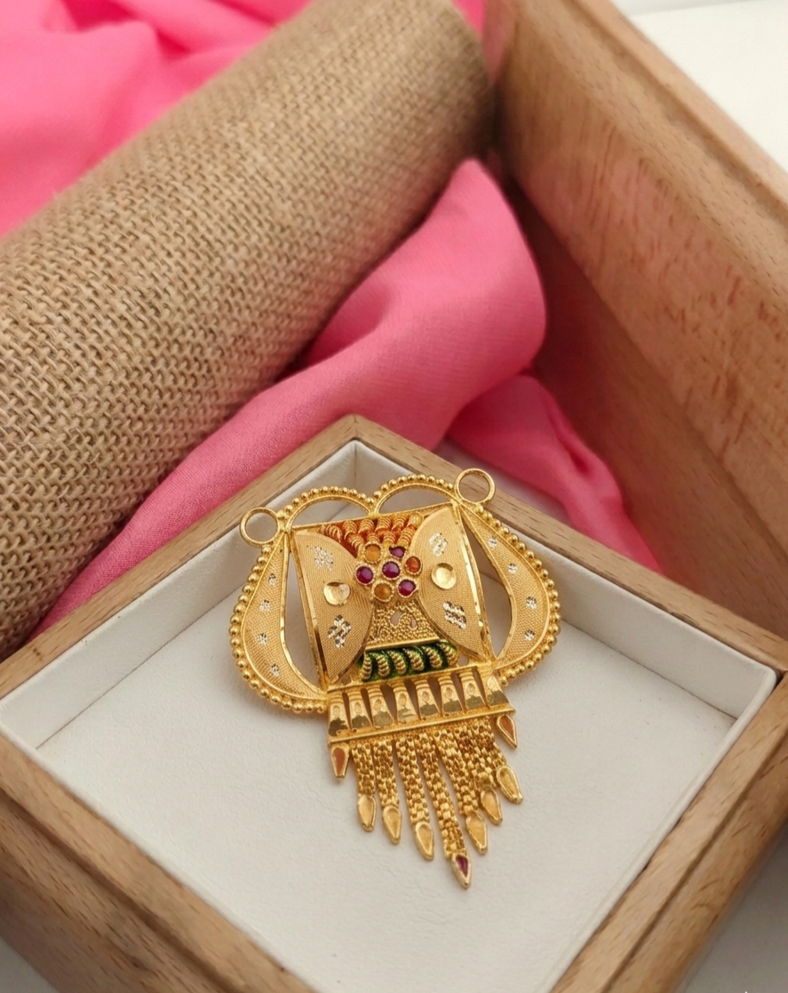 Traditional Floral Filigree Mangalsutra Pendant view 2