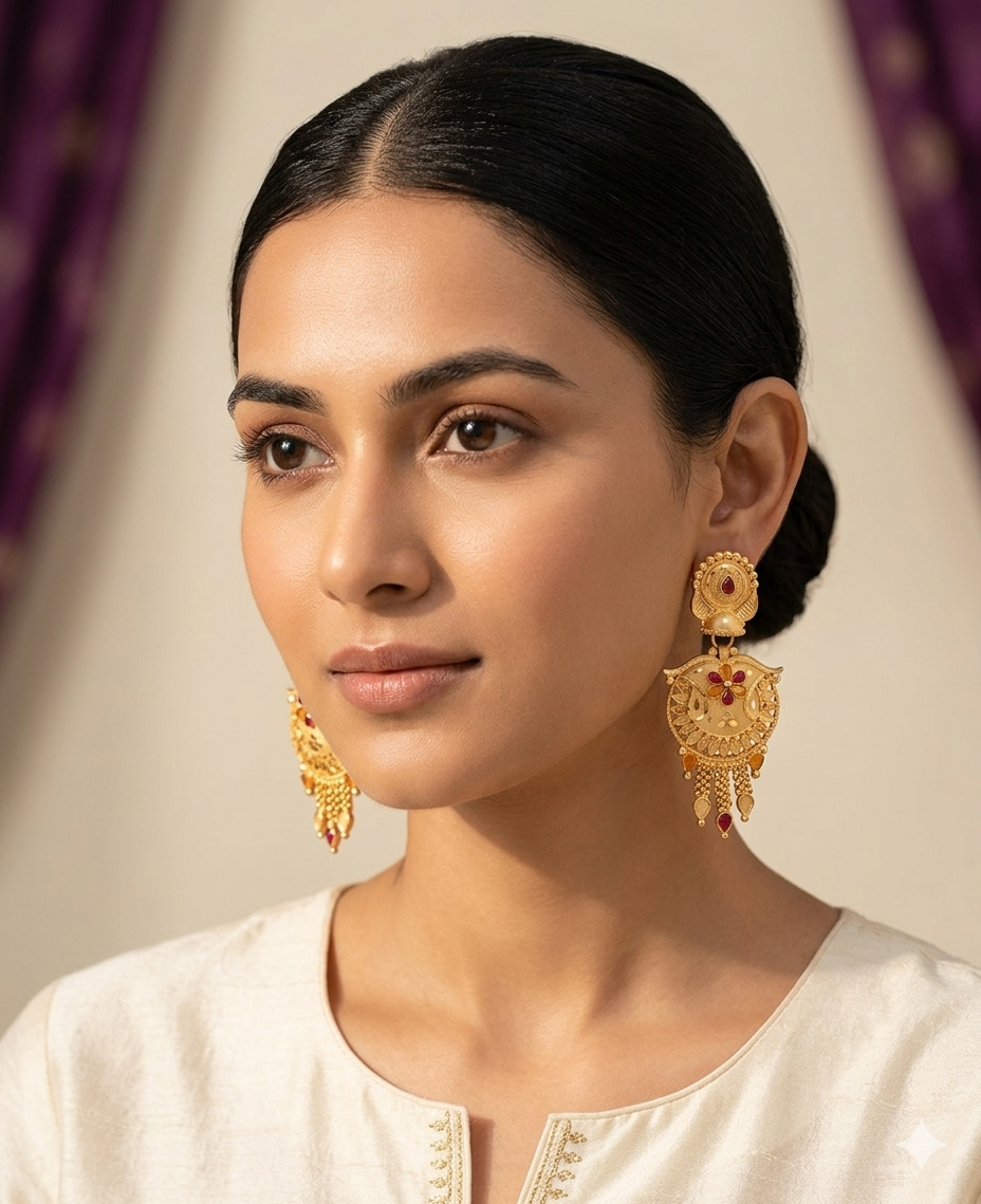 Traditional Meenakari Chandelier Tassel Earrings view 3