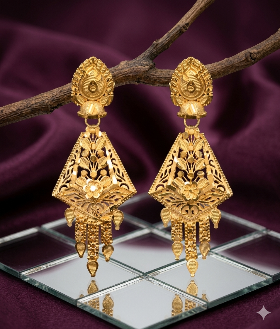 Majestic Floral Filigree Chandelier Earrings view 2