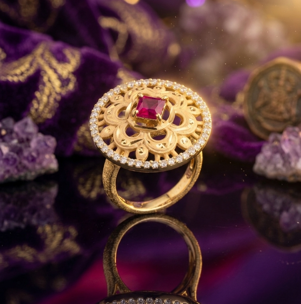 Royal Medallion Ruby Statement Ring view 2