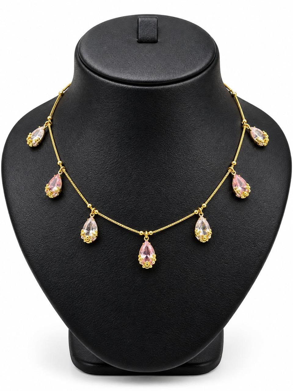 White Stone Drop Necklace