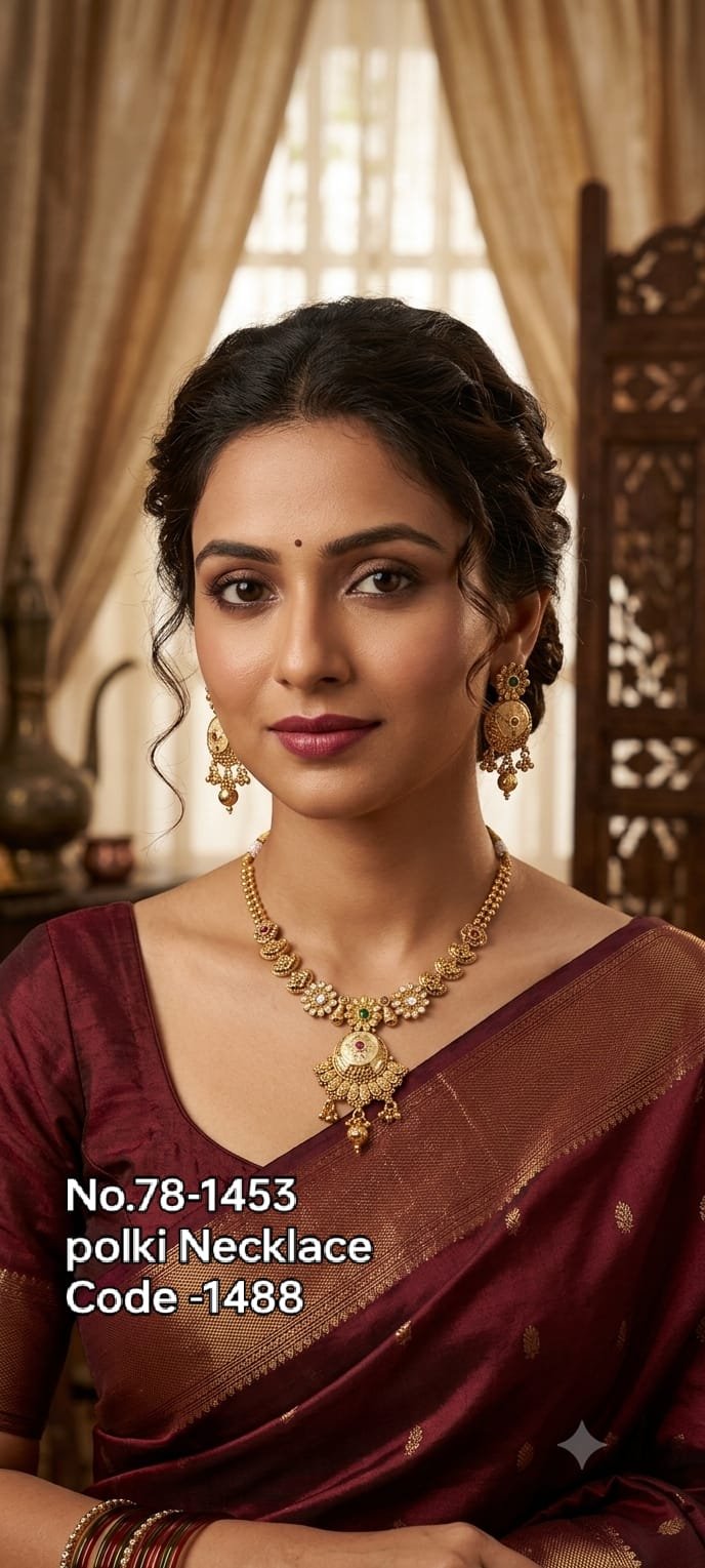 Royal Floral Polki Pendant Necklace Set