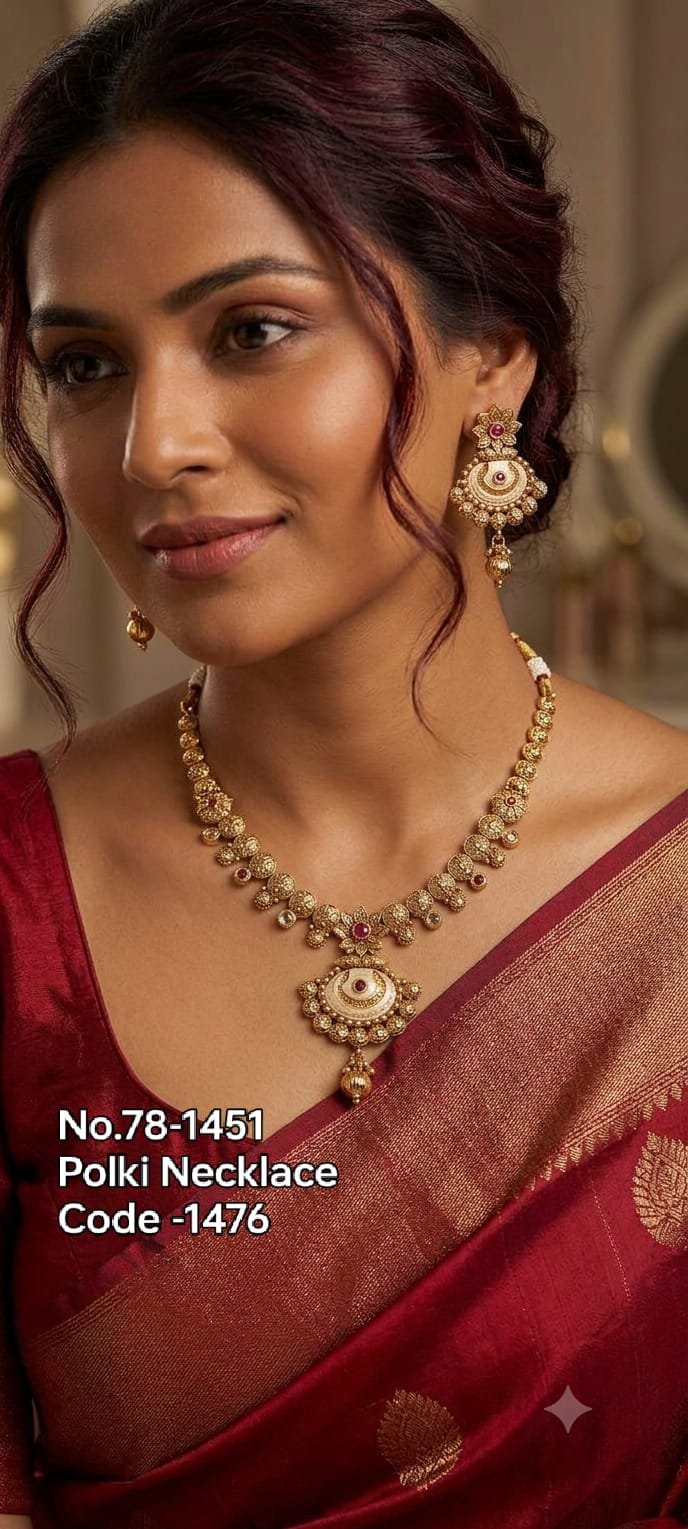 Pearl Elegance Polki Pendant Set