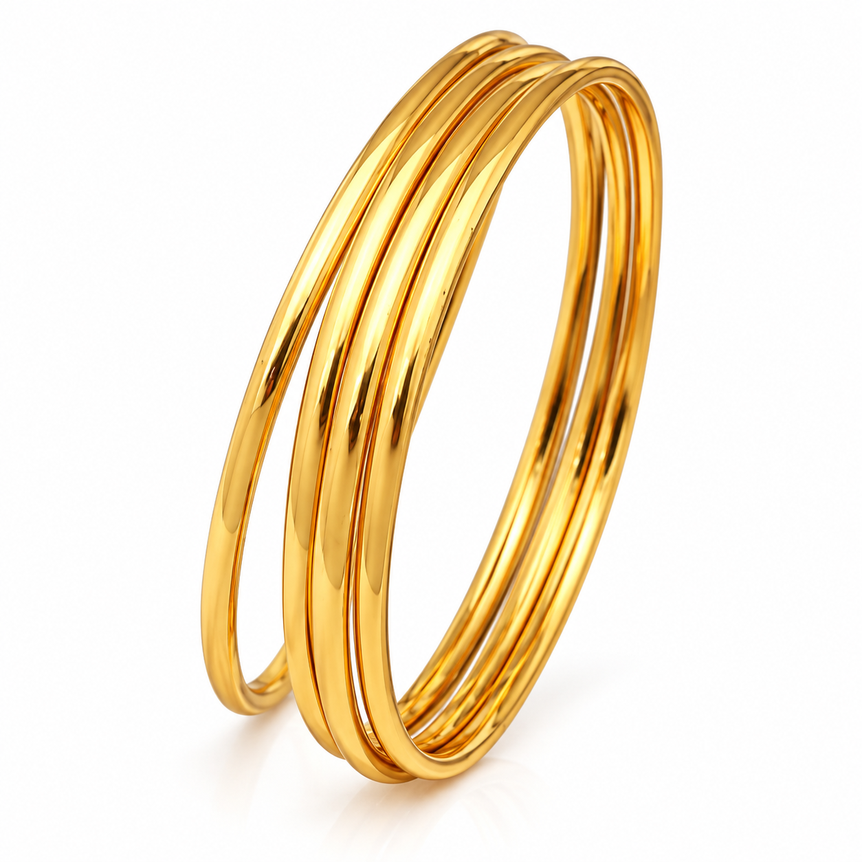 Classic Gold-Tone Plain Bangles Set for Women