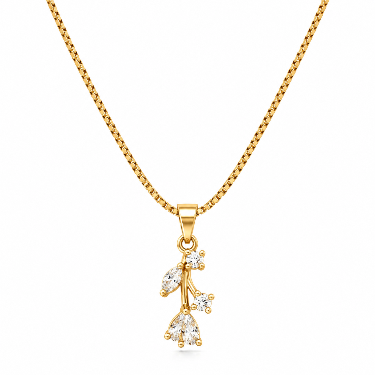 Anti Tarnish Gold Floral Pendant Necklace