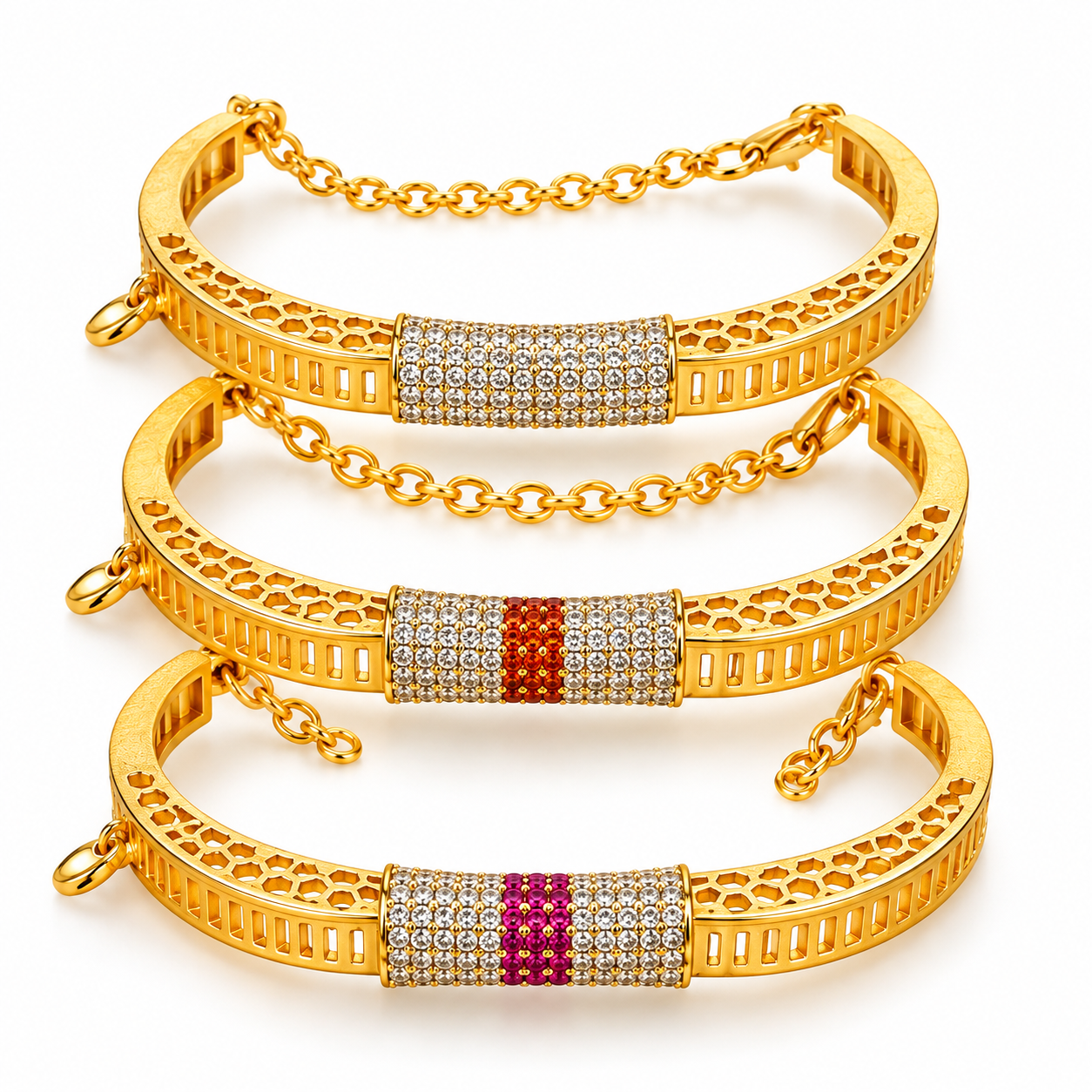 Gold Plated CZ Stone Adjustable Bracelet