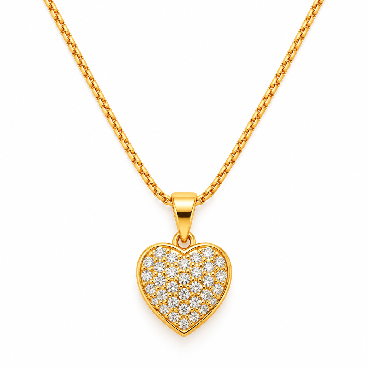 Anti Tarnish Heart Pendant Chain Necklace