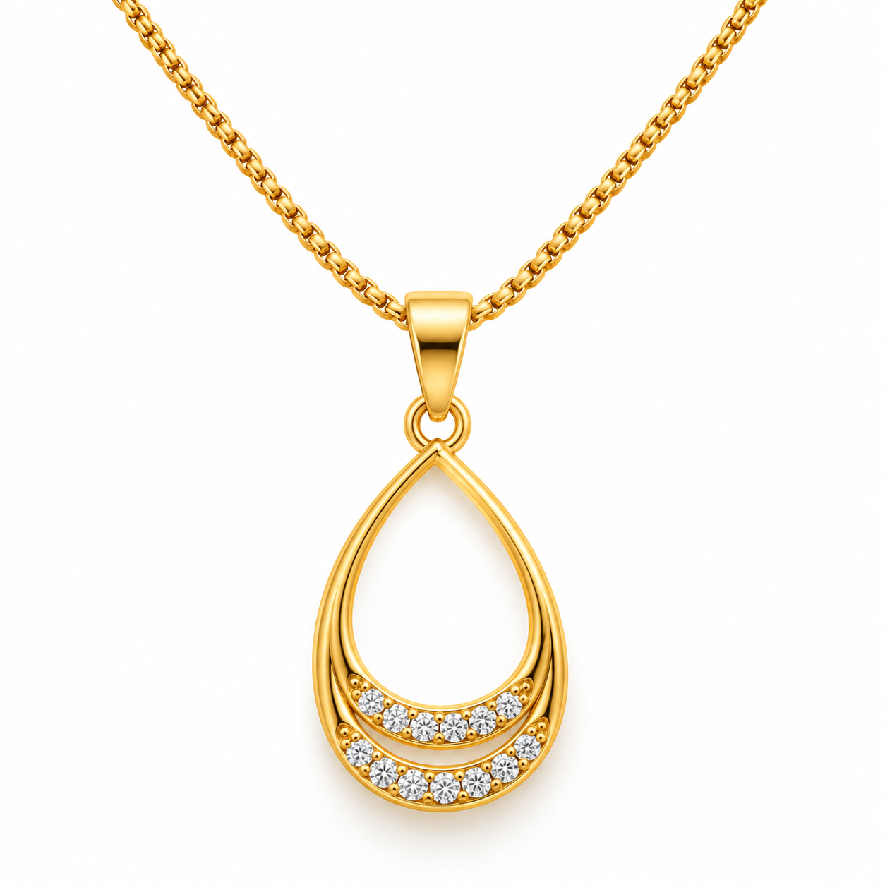 Anti Tarnish Gold Teardrop Pendant Chain
