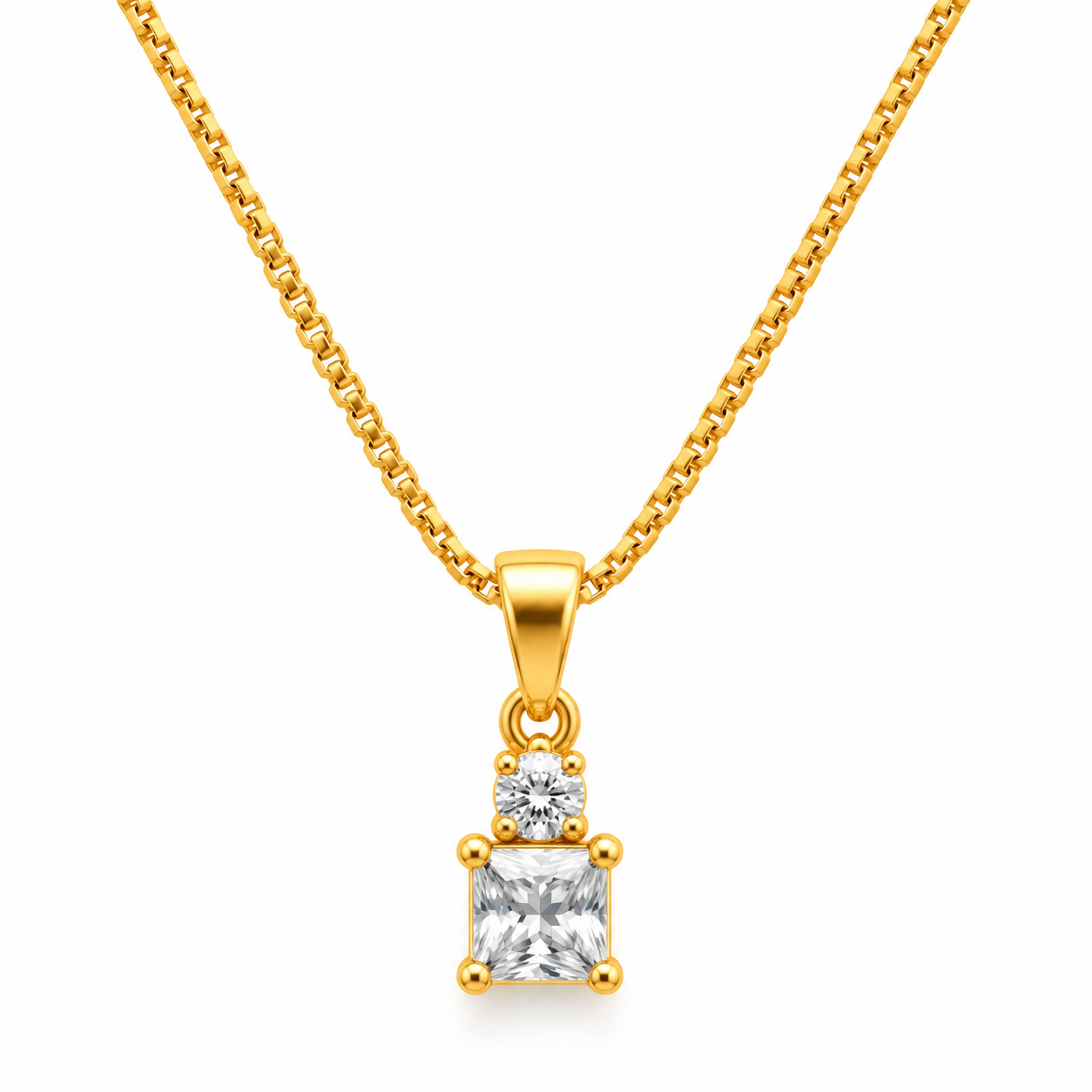 Gold Plated Diamond Style Pendant Necklace