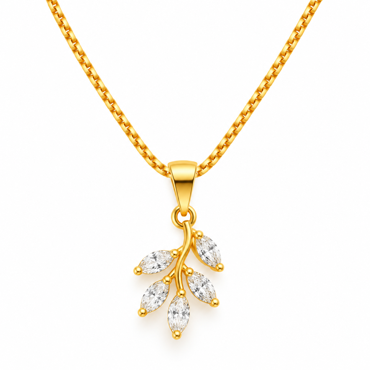Gold Plated Leaf Pendant Chain Necklace